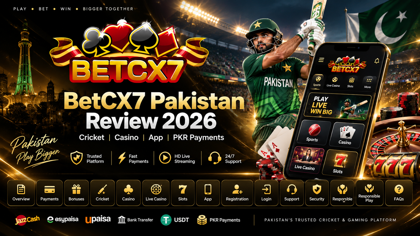 BetCX7 Pakistan Review 2026 cricket casino app and PKR payments
